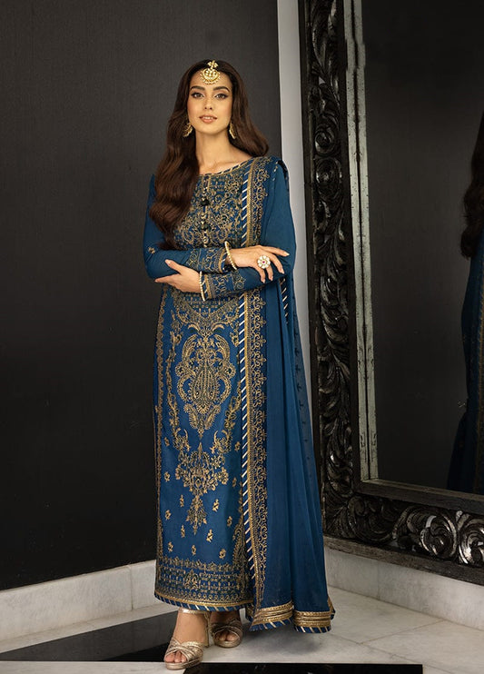 Embroidered Chiffon 3 Piece Unstitched Suit -EM0032-Party Wear